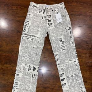 Zara newspaper print jeans